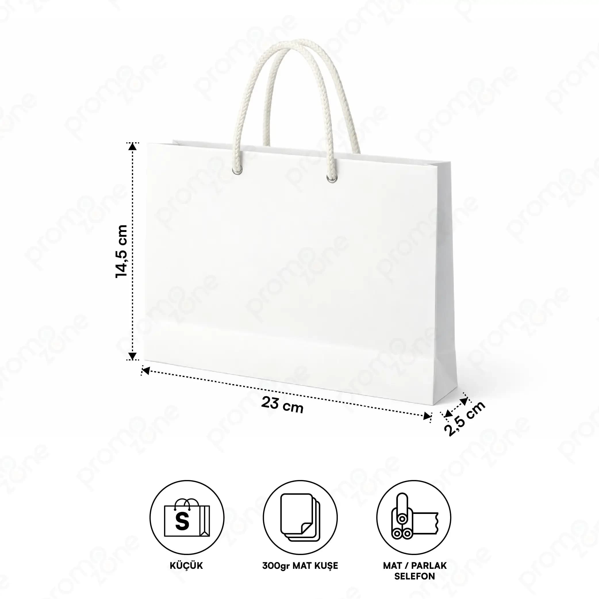 23x14.5x2.5 cm Small Size 300 gram Matte Coated Horizontal Cardboard Bag